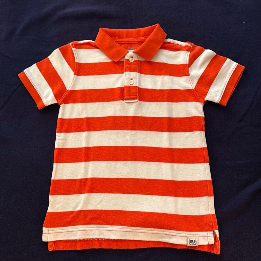 Gap Kids Orange and White Stripe Polo Shirt